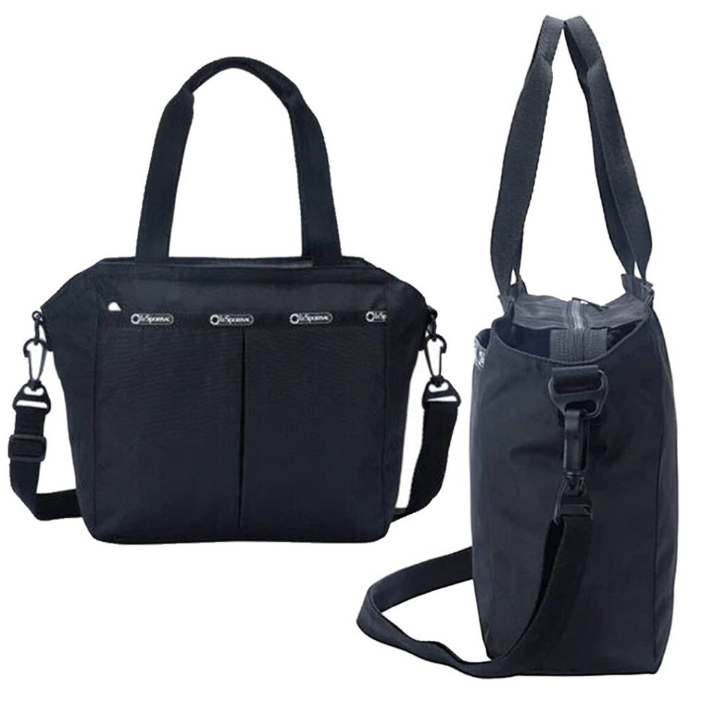 LeSportsac Nylon Top Handle Tote Bag Black Core Crossbody Denim Pique Handbag NW - Picture 7 of 7